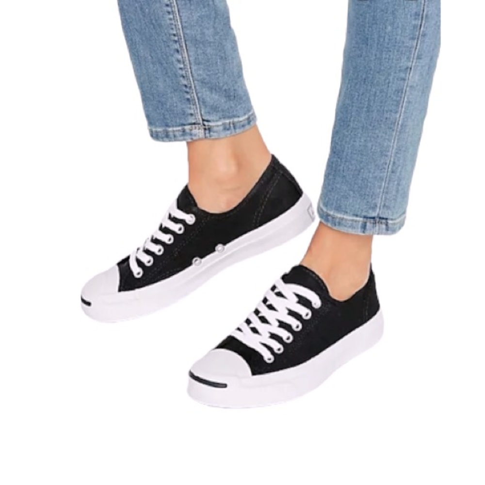 Converse Jack Purcell Canvass Sneakers Shoes Black with white rubber toe sz 8.5